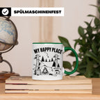 Bushcraft Tasse My Happy Place Spruch Survival Outdoor Campi – Grün [farbe:grün]