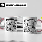 Bushcraft Tasse My Happy Place Spruch Survival Outdoor Campi – Rosa [farbe:rosa]