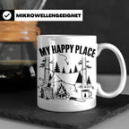 Bushcraft Tasse My Happy Place Spruch Survival Outdoor Campi – Weiß [farbe:weiß]
