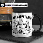 Bushcraft Tasse My Happy Place Spruch Survival Outdoor Campi – Schwarz [farbe:schwarz]