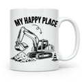 Bagger Tasse My Happy Place für Baggerfahrer & Bauarbeiter L – Weiß [farbe:weiß]