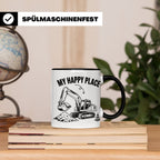 Bagger Tasse My Happy Place für Baggerfahrer & Bauarbeiter L – Schwarz [farbe:schwarz]