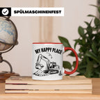 Bagger Tasse My Happy Place für Baggerfahrer & Bauarbeiter L – Rot [farbe:rot]