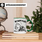 Bagger Tasse My Happy Place für Baggerfahrer & Bauarbeiter L – Grün [farbe:grün]