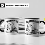 Bagger Tasse My Happy Place für Baggerfahrer & Bauarbeiter L – Schwarz [farbe:schwarz]