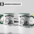Bagger Tasse My Happy Place für Baggerfahrer & Bauarbeiter L – Grün [farbe:grün]