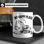 Bagger Tasse My Happy Place für Baggerfahrer & Bauarbeiter L – Weiß [farbe:weiß]