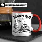 Bagger Tasse My Happy Place für Baggerfahrer & Bauarbeiter L – Rot [farbe:rot]