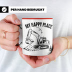 Bagger Tasse My Happy Place für Baggerfahrer & Bauarbeiter L – Rot [farbe:rot]