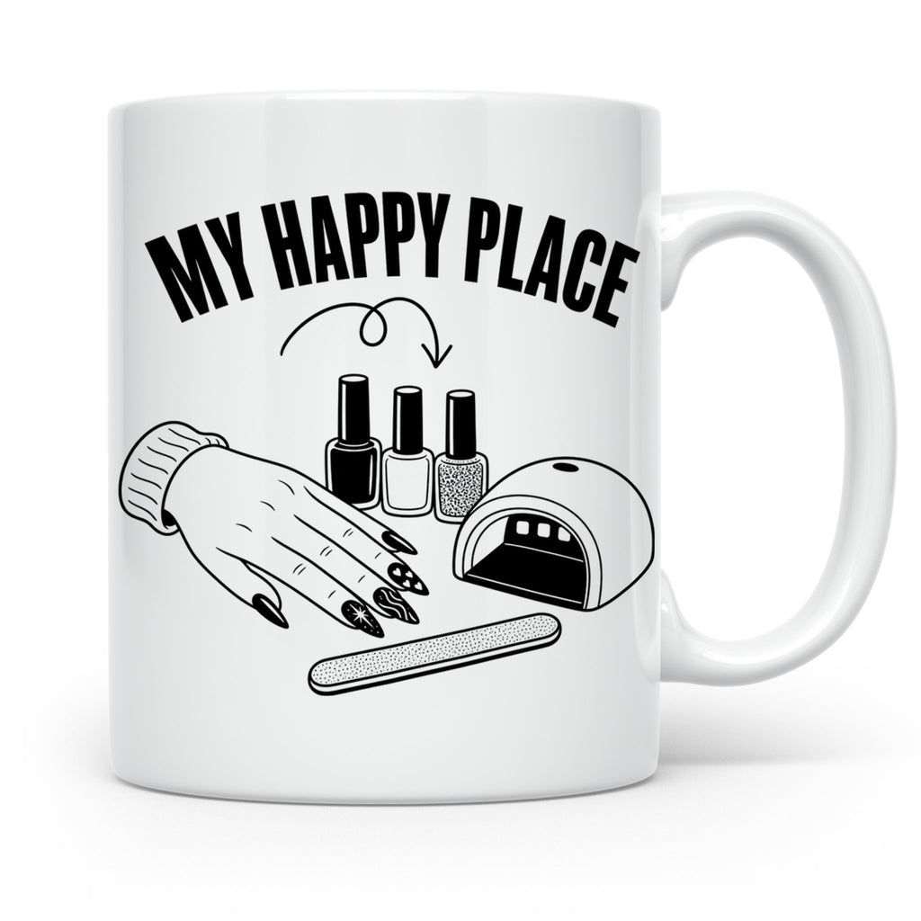Nageldesignerin Tasse My Happy Place Spruch Nagelstudio Deko – Weiß [farbe:weiß]