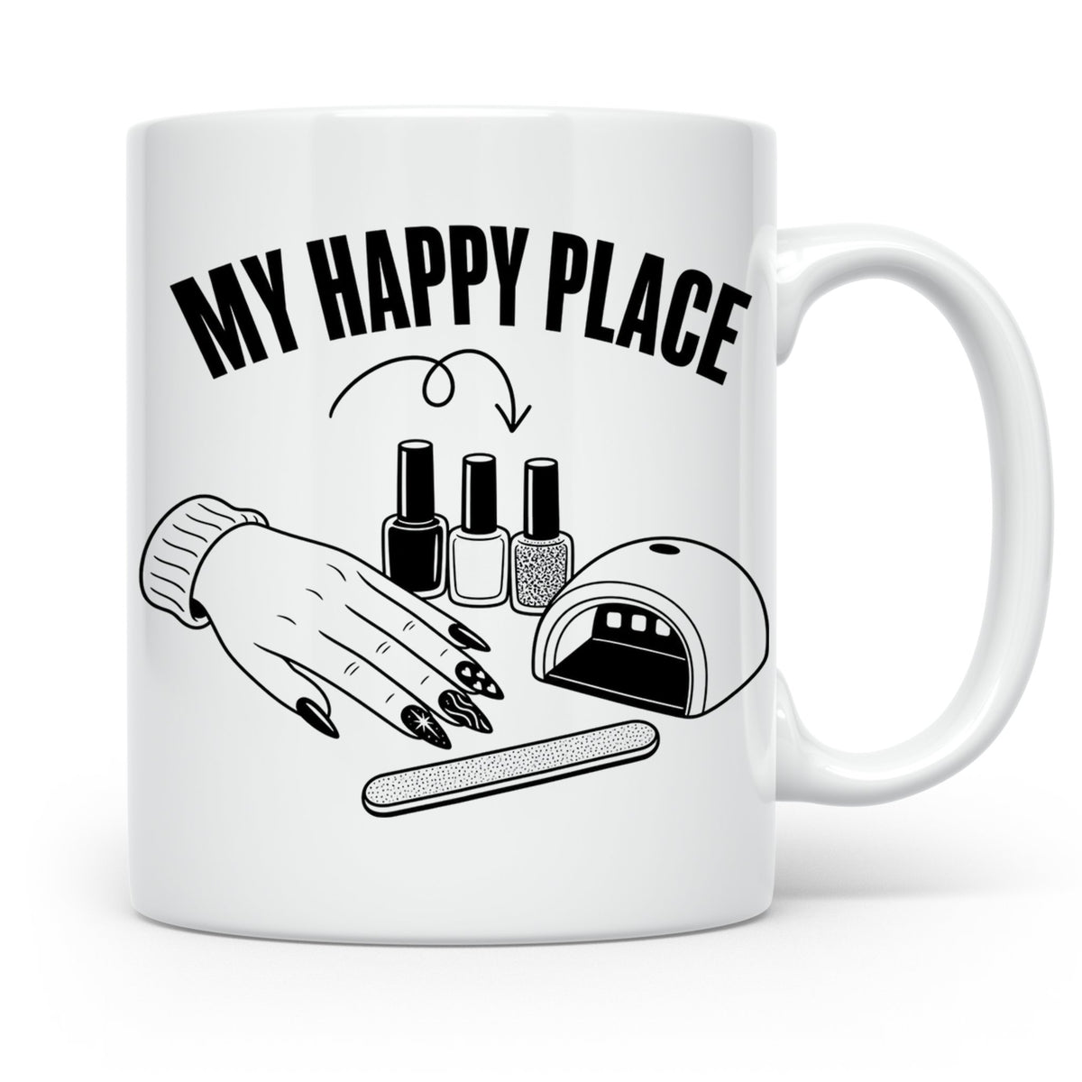 Nageldesignerin Tasse My Happy Place Spruch Nagelstudio Deko – Weiß [farbe:weiß]