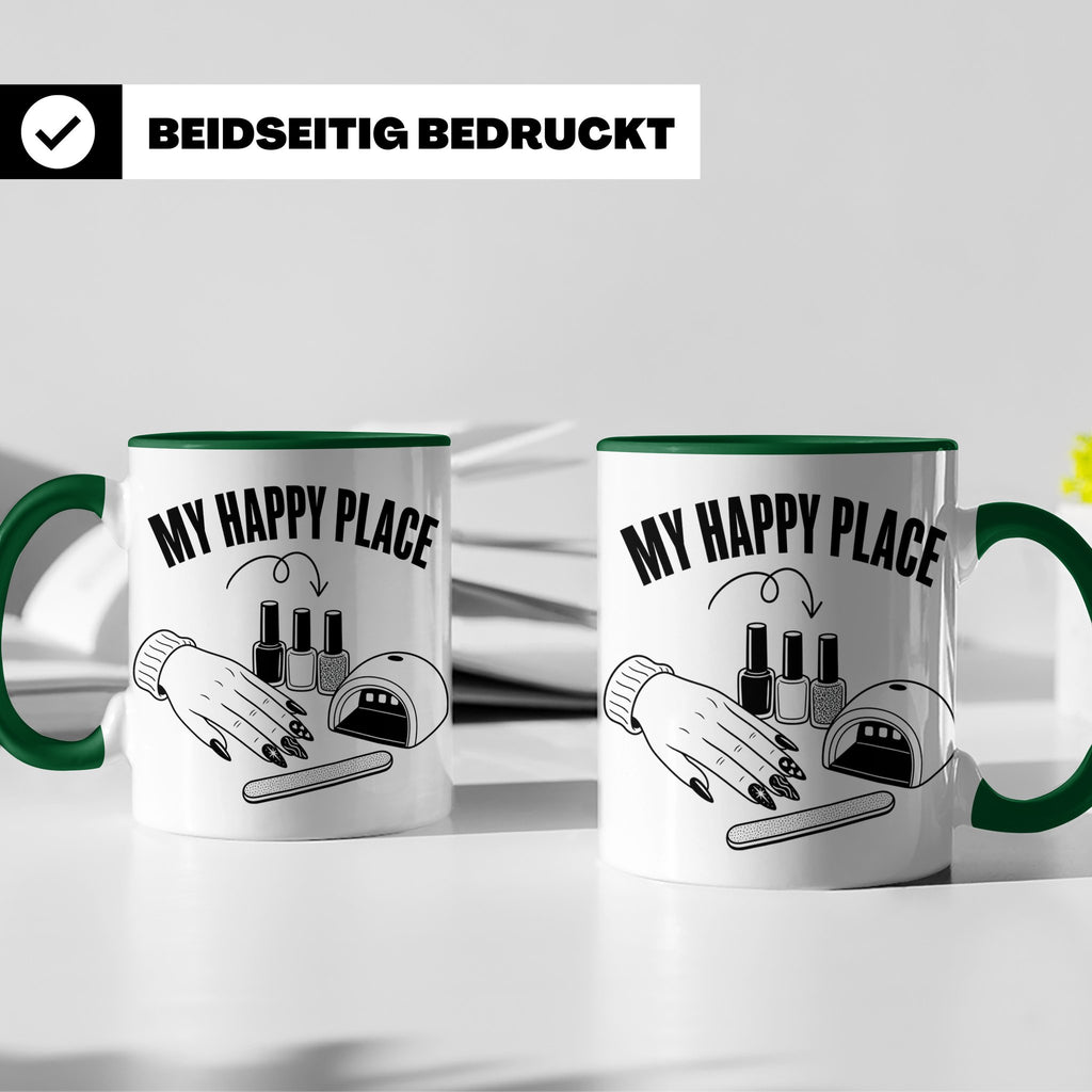 Nageldesignerin Tasse My Happy Place Spruch Nagelstudio Deko – Grün [farbe:grün]