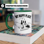 Nageldesignerin Tasse My Happy Place Spruch Nagelstudio Deko – Grün [farbe:grün]