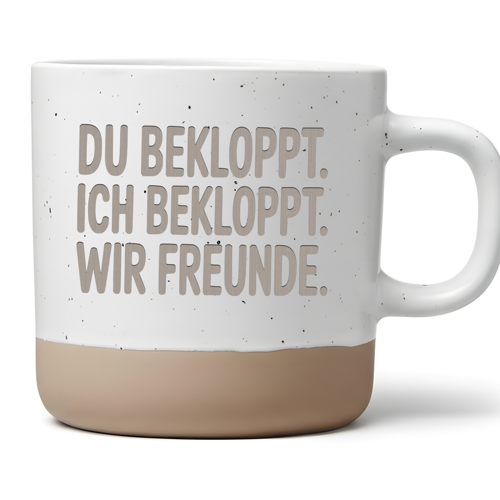 Lustige Freundschafts Tasse Du bekloppt Ich bekloppt Wir Freunde, Bester Freund Becher, Geschenk Beste Freundin Kaffeetasse, Humor Spruch