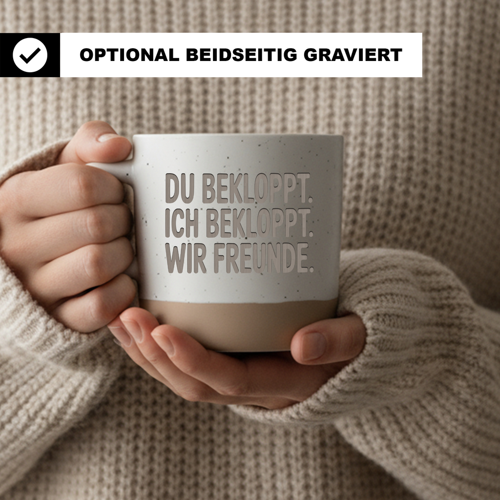 Lustige Freundschafts Tasse Du bekloppt Ich bekloppt Wir Freunde, Bester Freund Becher, Geschenk Beste Freundin Kaffeetasse, Humor Spruch