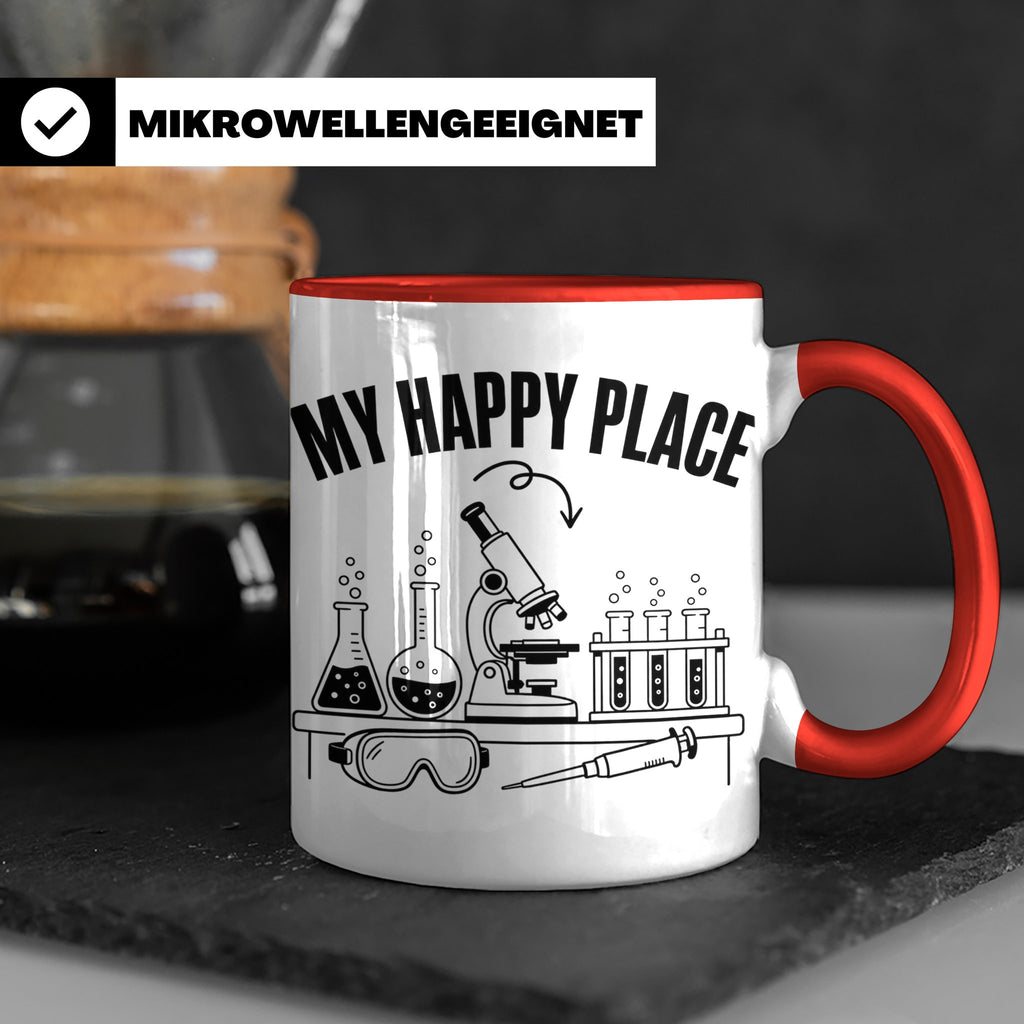 Labor Tasse My Happy Place lustiger Spruch für Wissenschaftl – Rot [farbe:rot]