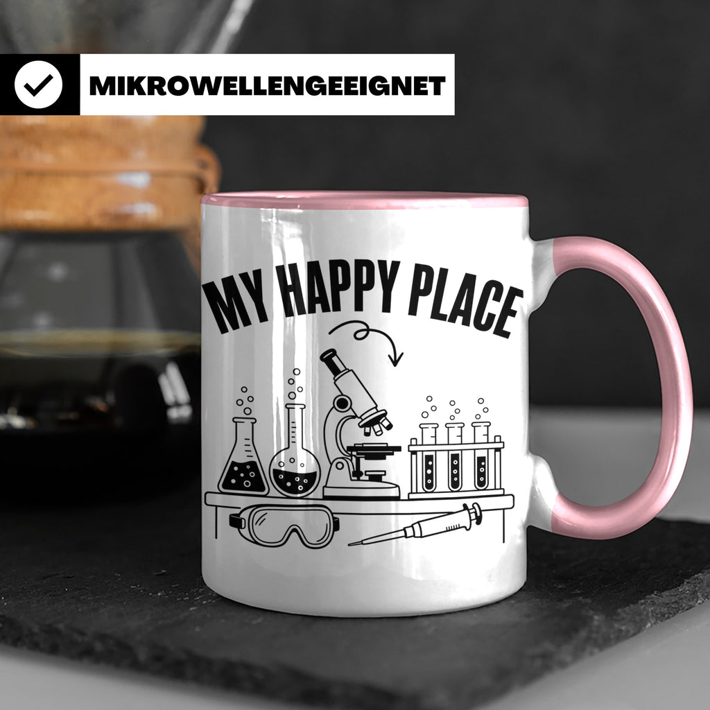 Labor Tasse My Happy Place lustiger Spruch für Wissenschaftl – Rosa [farbe:rosa]