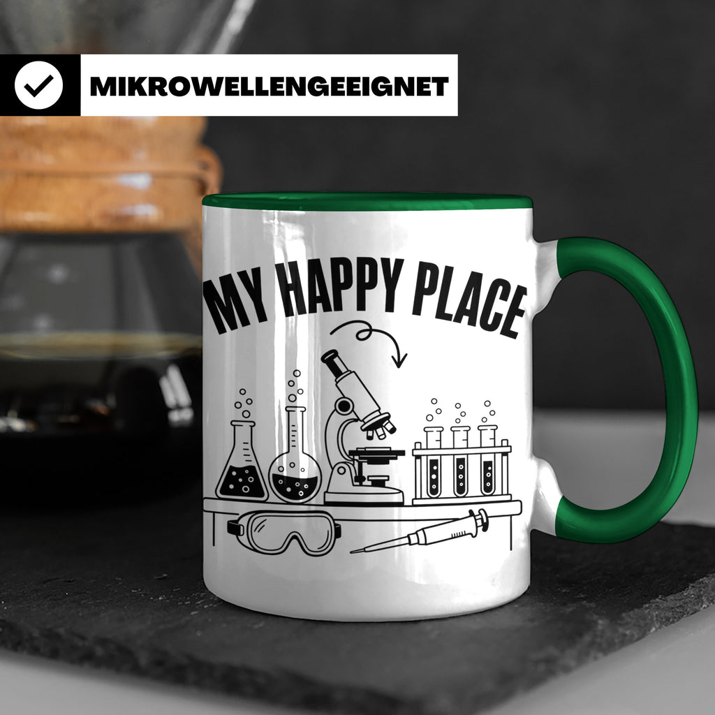Labor Tasse My Happy Place lustiger Spruch für Wissenschaftl – Grün [farbe:grün]