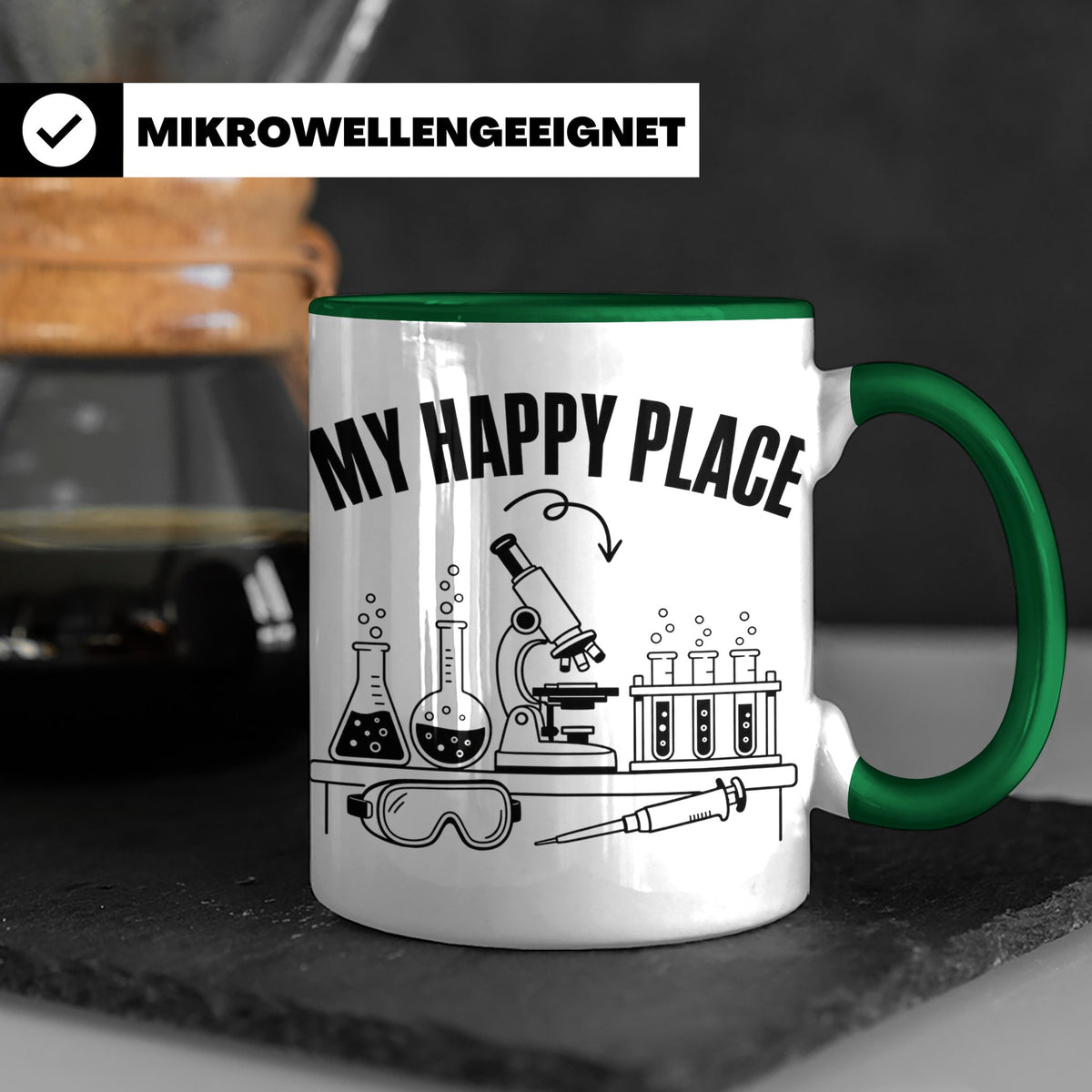 Labor Tasse My Happy Place lustiger Spruch für Wissenschaftl – Grün [farbe:grün]