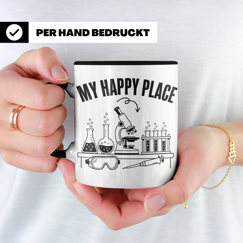 Labor Tasse My Happy Place lustiger Spruch für Wissenschaftl – Schwarz [farbe:schwarz]