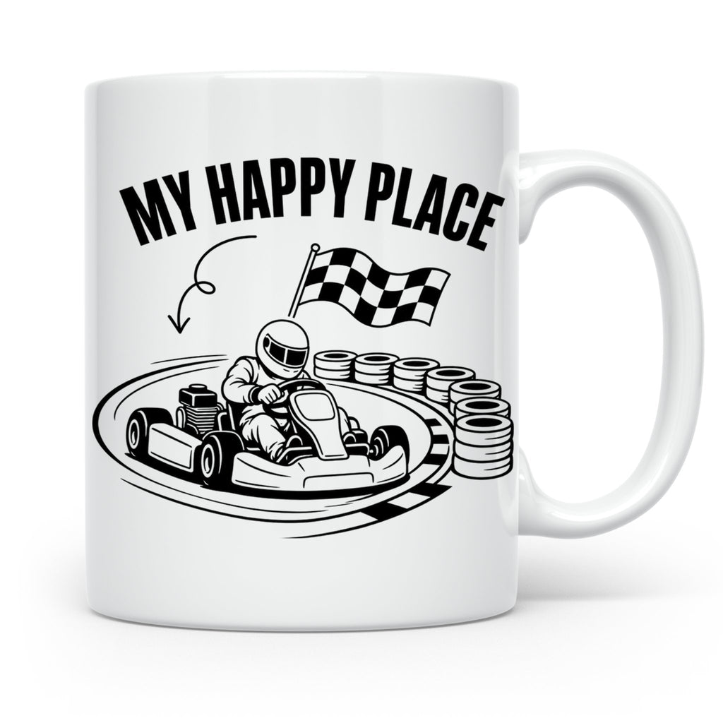 Go Kart Tasse My Happy Place für Rennfahrer & Motorsport Fan – Weiß [farbe:weiß]