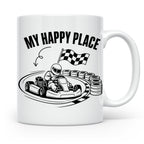 Go Kart Tasse My Happy Place für Rennfahrer & Motorsport Fan – Weiß [farbe:weiß]