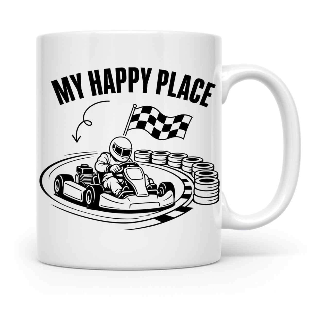 Go Kart Tasse My Happy Place für Rennfahrer & Motorsport Fan – Weiß [farbe:weiß]