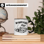 Go Kart Tasse My Happy Place für Rennfahrer & Motorsport Fan – Schwarz [farbe:schwarz]