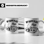 Go Kart Tasse My Happy Place für Rennfahrer & Motorsport Fan – Weiß [farbe:weiß]