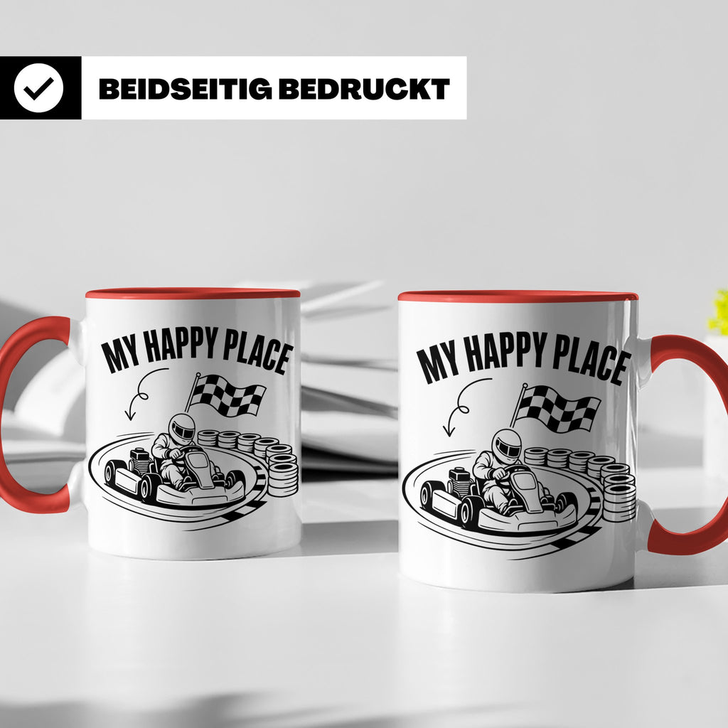 Go Kart Tasse My Happy Place für Rennfahrer & Motorsport Fan – Rot [farbe:rot]