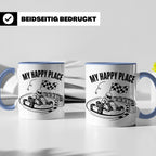 Go Kart Tasse My Happy Place für Rennfahrer & Motorsport Fan – Blau [farbe:blau]