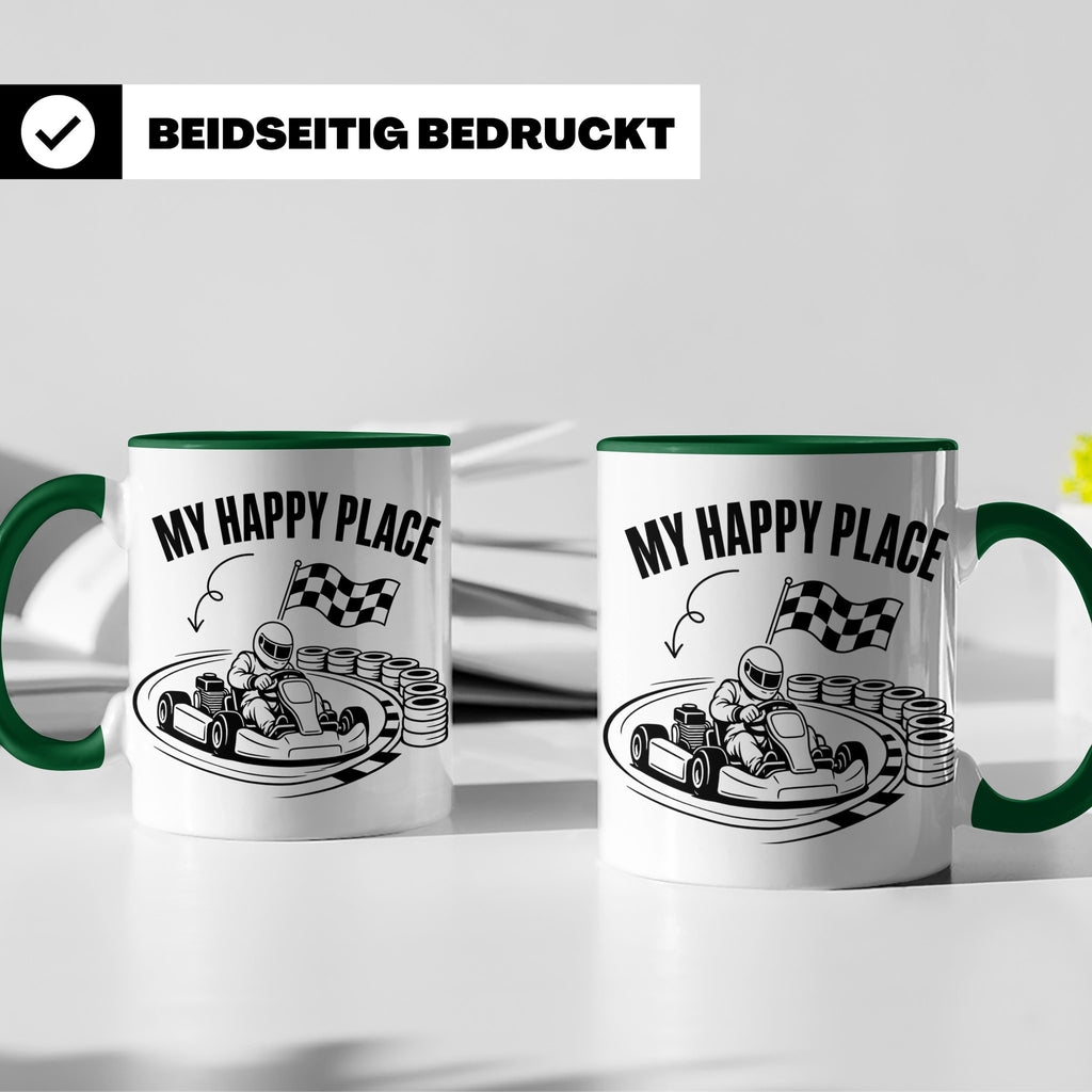 Go Kart Tasse My Happy Place für Rennfahrer & Motorsport Fan – Grün [farbe:grün]
