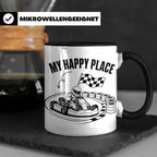 Go Kart Tasse My Happy Place für Rennfahrer & Motorsport Fan – Schwarz [farbe:schwarz]