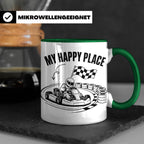 Go Kart Tasse My Happy Place für Rennfahrer & Motorsport Fan – Grün [farbe:grün]