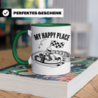 Go Kart Tasse My Happy Place für Rennfahrer & Motorsport Fan – Grün [farbe:grün]