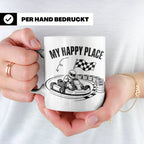 Go Kart Tasse My Happy Place für Rennfahrer & Motorsport Fan – Weiß [farbe:weiß]