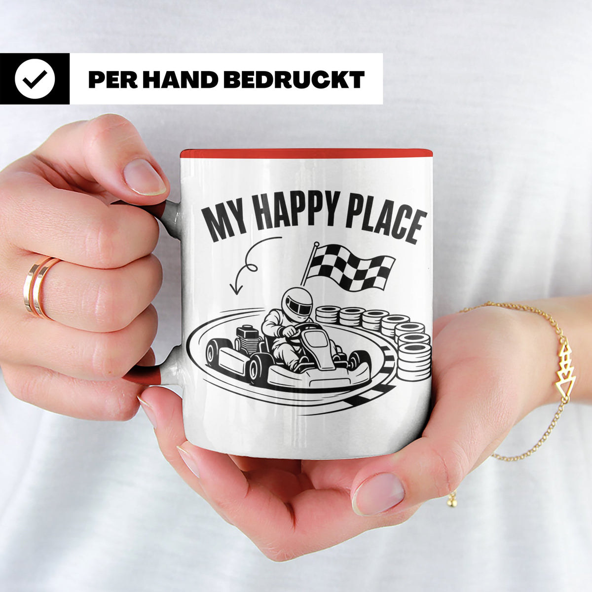 Go Kart Tasse My Happy Place für Rennfahrer & Motorsport Fan – Rot [farbe:rot]