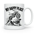 Motocross Tasse My Happy Place Spruch Dirt Bike Kaffeebecher – Weiß [farbe:weiß]