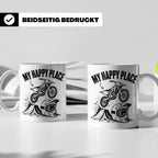 Motocross Tasse My Happy Place Spruch Dirt Bike Kaffeebecher – Weiß [farbe:weiß]