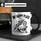 Motocross Tasse My Happy Place Spruch Dirt Bike Kaffeebecher – Schwarz [farbe:schwarz]