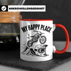 Motocross Tasse My Happy Place Spruch Dirt Bike Kaffeebecher – Rot [farbe:rot]
