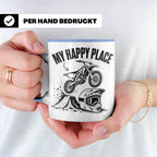 Motocross Tasse My Happy Place Spruch Dirt Bike Kaffeebecher – Blau [farbe:blau]