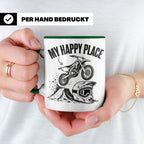 Motocross Tasse My Happy Place Spruch Dirt Bike Kaffeebecher – Grün [farbe:grün]