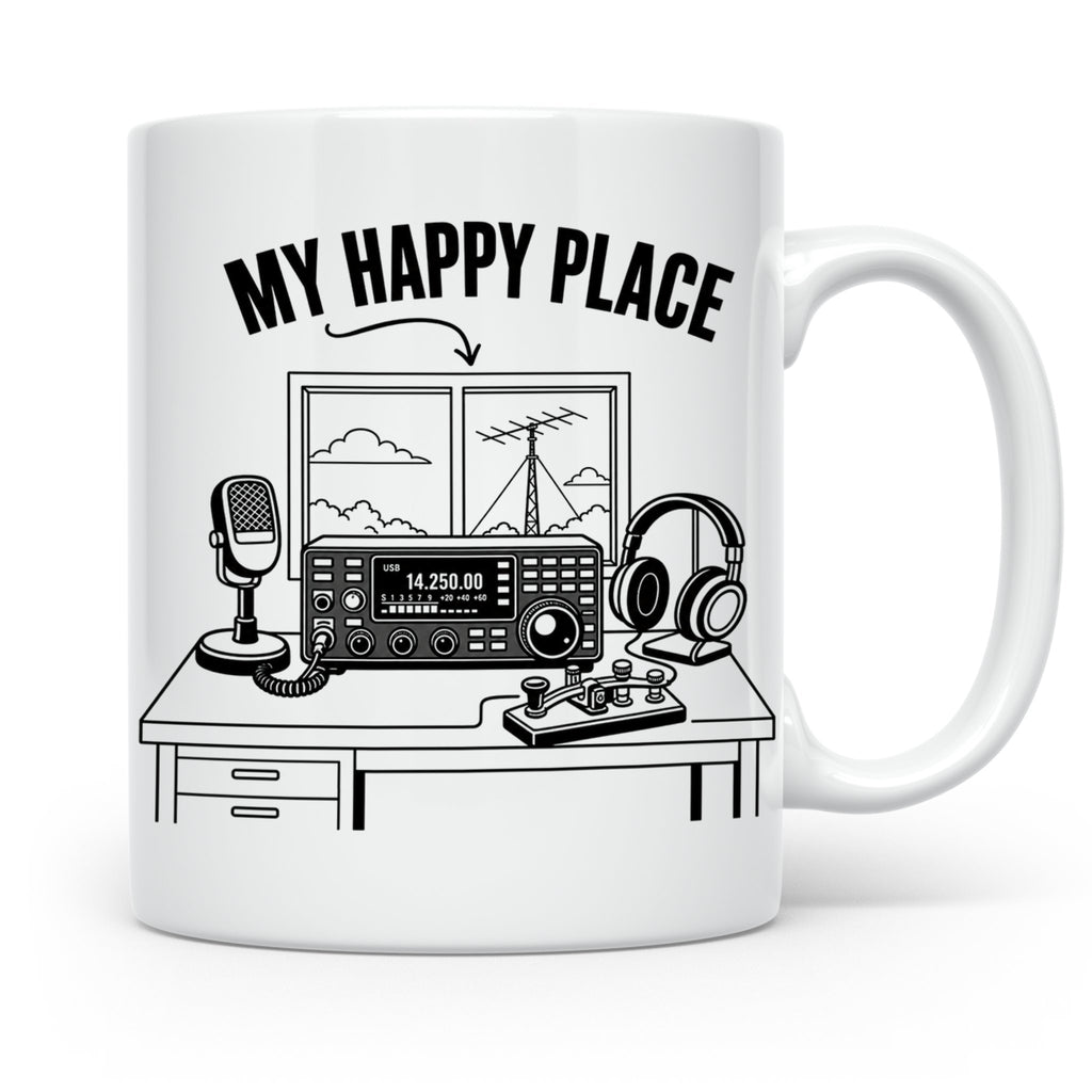 Amateurfunk Tasse My Happy Place Spruch Geschenk für Funkama – Weiß [farbe:weiß]