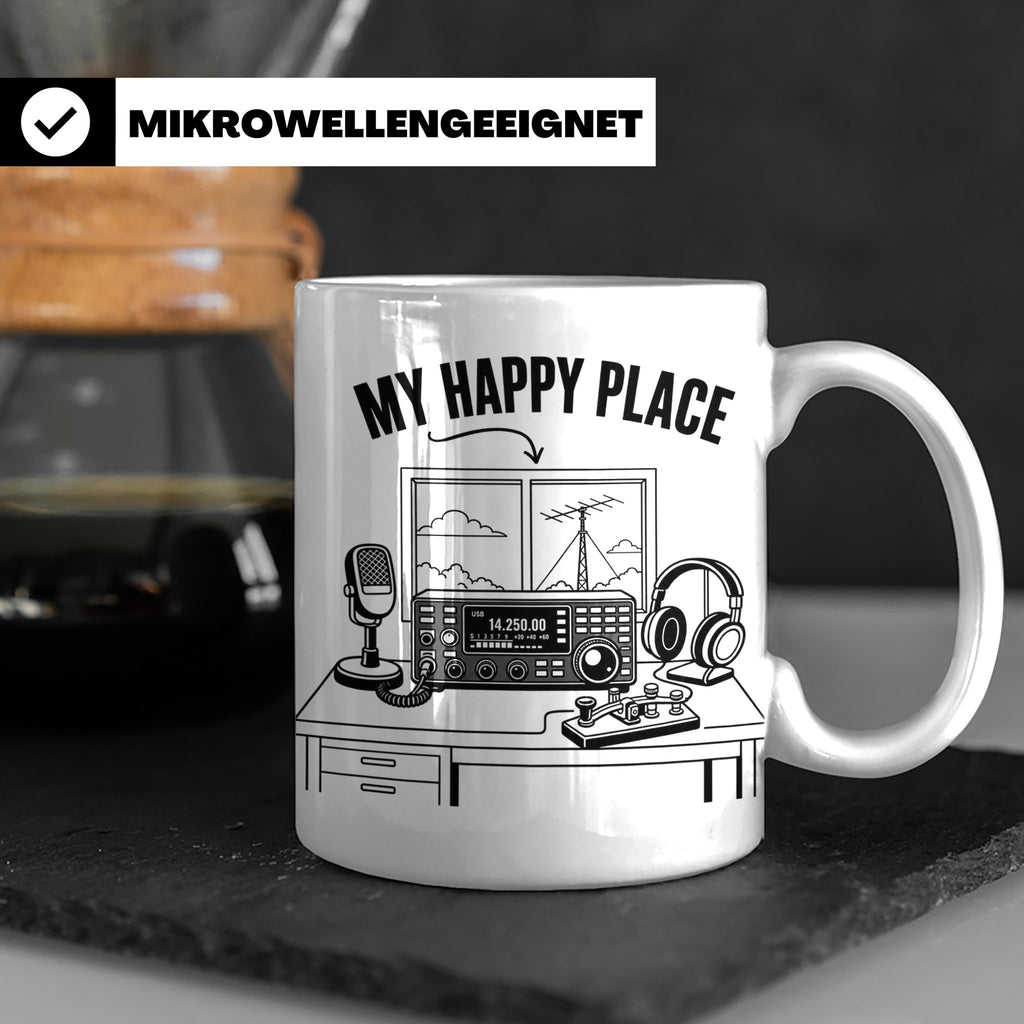 Amateurfunk Tasse My Happy Place Spruch Geschenk für Funkama – Weiß [farbe:weiß]