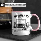 Amateurfunk Tasse My Happy Place Spruch Geschenk für Funkama – Rosa [farbe:rosa]