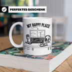 Amateurfunk Tasse My Happy Place Spruch Geschenk für Funkama – Weiß [farbe:weiß]