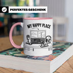 Amateurfunk Tasse My Happy Place Spruch Geschenk für Funkama – Rosa [farbe:rosa]