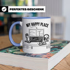 Amateurfunk Tasse My Happy Place Spruch Geschenk für Funkama – Blau [farbe:blau]