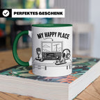 Amateurfunk Tasse My Happy Place Spruch Geschenk für Funkama – Grün [farbe:grün]